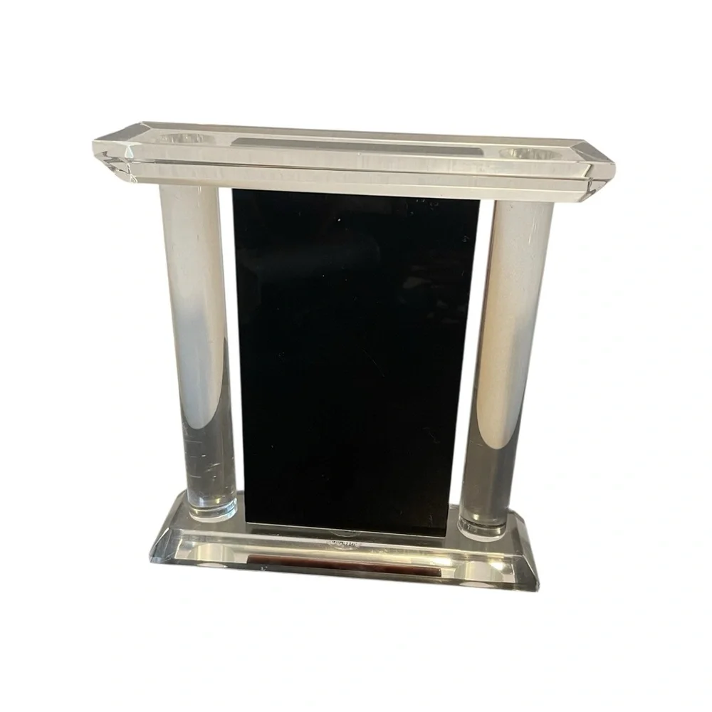 Howard Miller Clear Acrylic and Black Architectural Desk Clock Roman Numerals